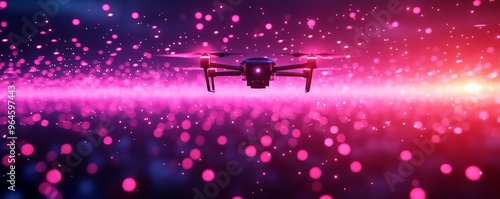 A drone swarm conducting a synchronized light show over a festival