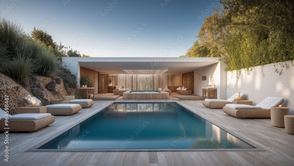 Fototapeta premium Modernist super pure resting place SPA in exotics