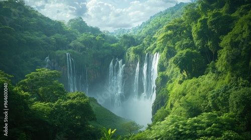 The lush greenery surrounding Victoria Falls, with the sound of the waterfalls in the background.