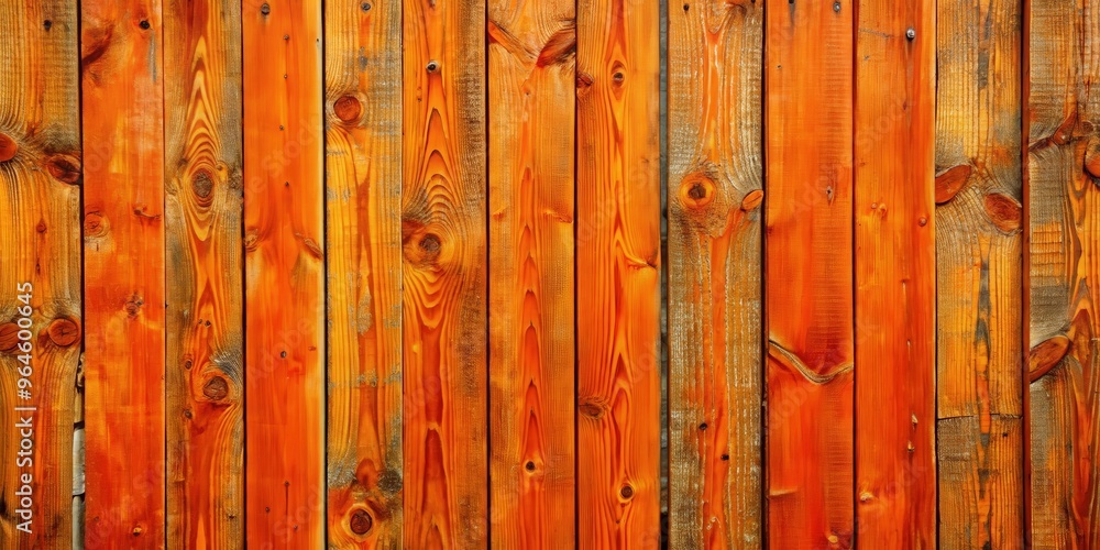 Close up shot of a textured orange wood fence with a weathered look Close up shot of a textured orange wood fence with a weathered look