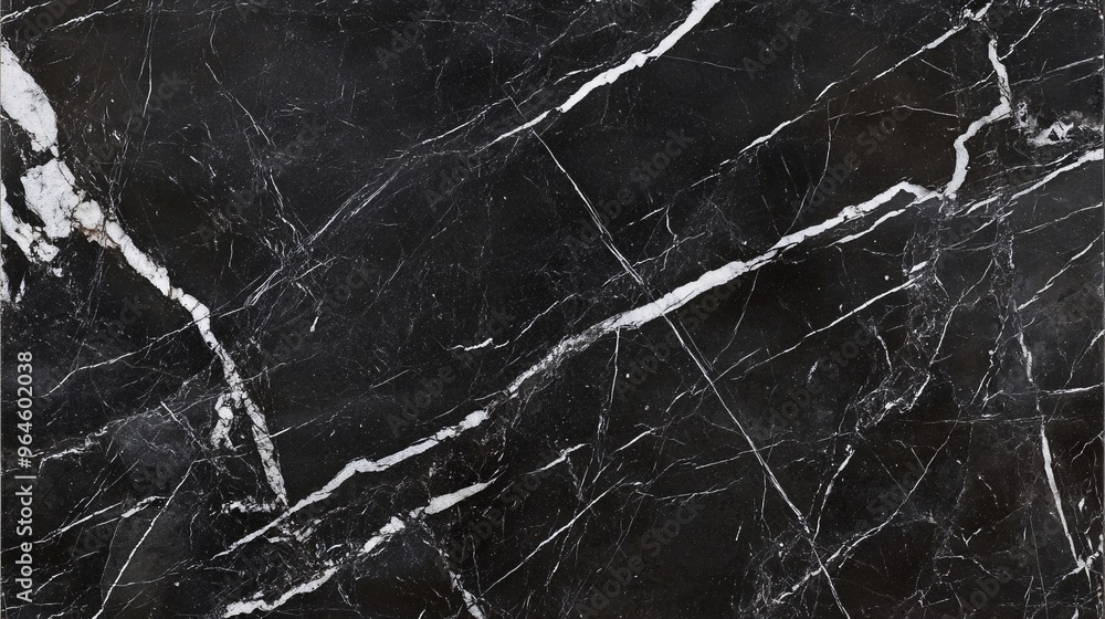 Black Marble with Silver Veins and a Polished Surface Black Marble with Silver Veins and a Polished Surface