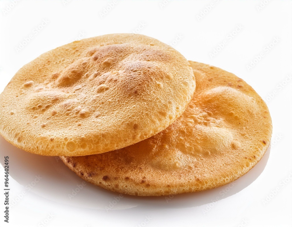 Indian puri flatbread isolated on white background Indian puri flatbread isolated on white background