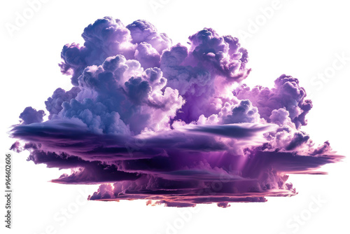 Wallpaper Mural Single purple cloud, dramatic photography, isolated against a pure white background, high quality, stock photo, full body visibility, floating serenely, soft edges, gradient shades of purple Torontodigital.ca