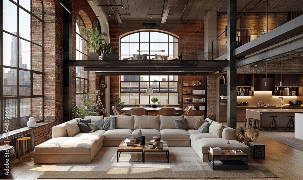 Luxurious urban loft with high-end finishes. Luxurious urban loft with high-end finishes.