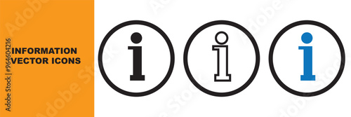 Information vector icons isolated on white background. Black and blue information icon. Information, info simple vector icon.