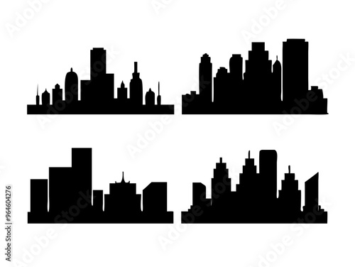 skyline silhouette, silhouettes-of-modern-city-skylines-in-black