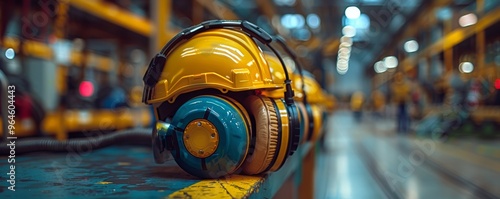 Safety Gear in Industrial Setting Highlighting Risk Mitigation and Workplace Safety Measures photo