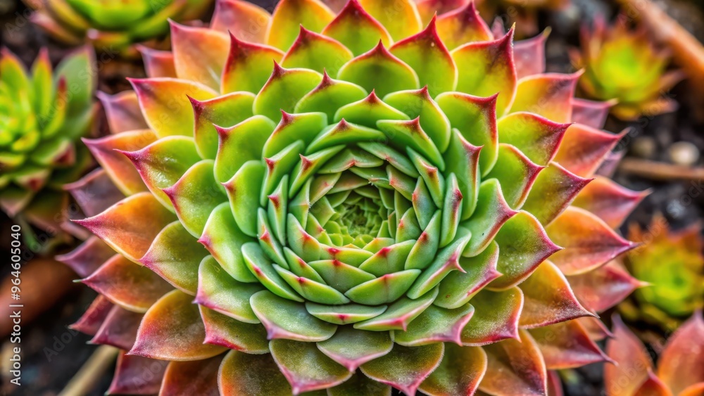 Top view of a pink flowers inflorescence of sempervivum arachnoideum (houseleek plant) Top view of a pink flowers inflorescence of sempervivum arachnoideum (houseleek plant)