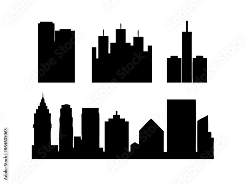 skyline silhouette, logo,icon ,silhouettes-of-modern-city-skylines-in-black