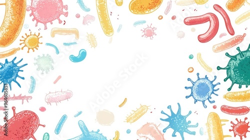 Illustration of germs with clear background and large text area photo