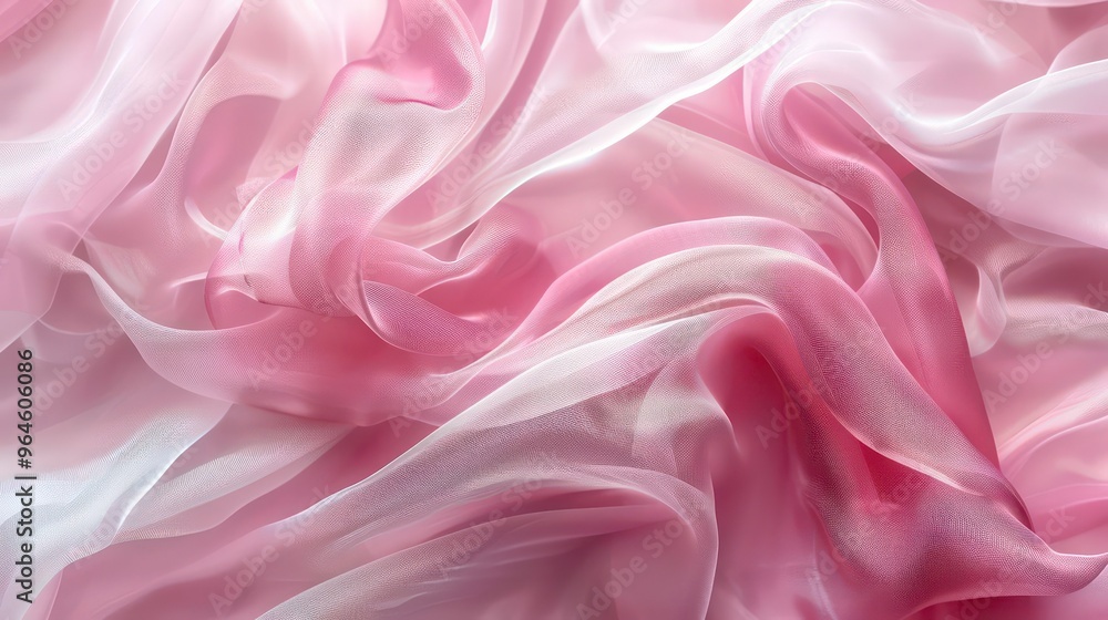 Obraz premium Close-up of pink and white tulle fabric with subtle texture.