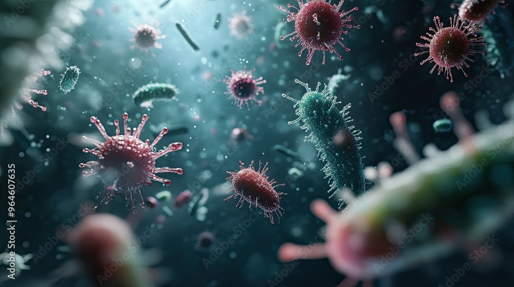 Surface contamination with germs and ample text space Surface contamination with germs and ample text space