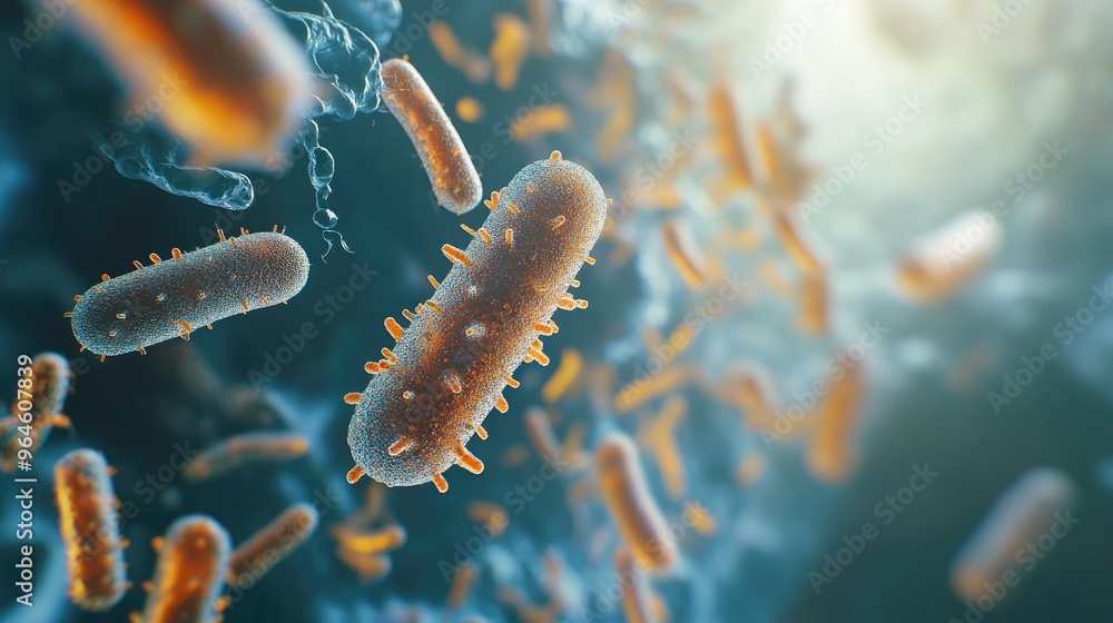 Surface with bacteria and clear area for information Surface with bacteria and clear area for information