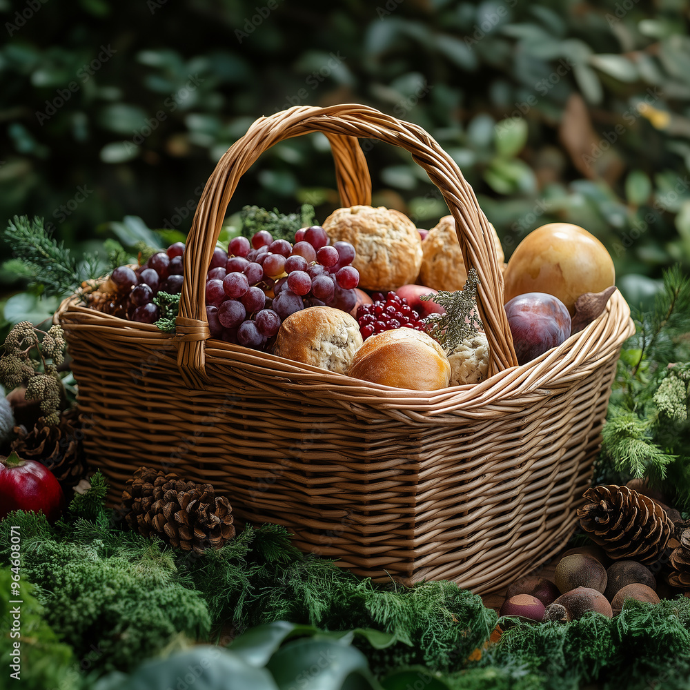 Picnic basket with seasonal treats Picnic basket with seasonal treats
