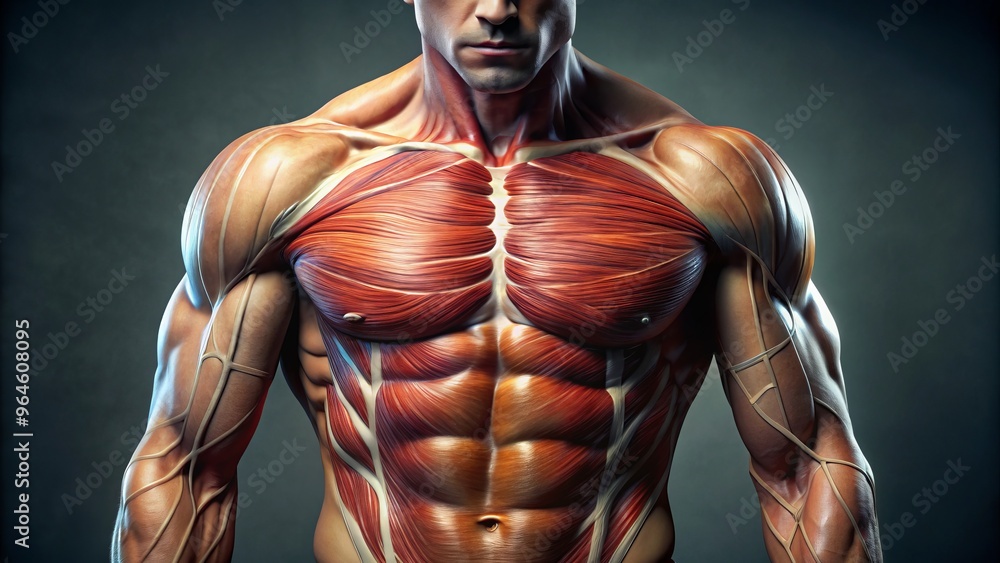 Fototapeta premium anatomical study pectoralis major muscle male figure detailed