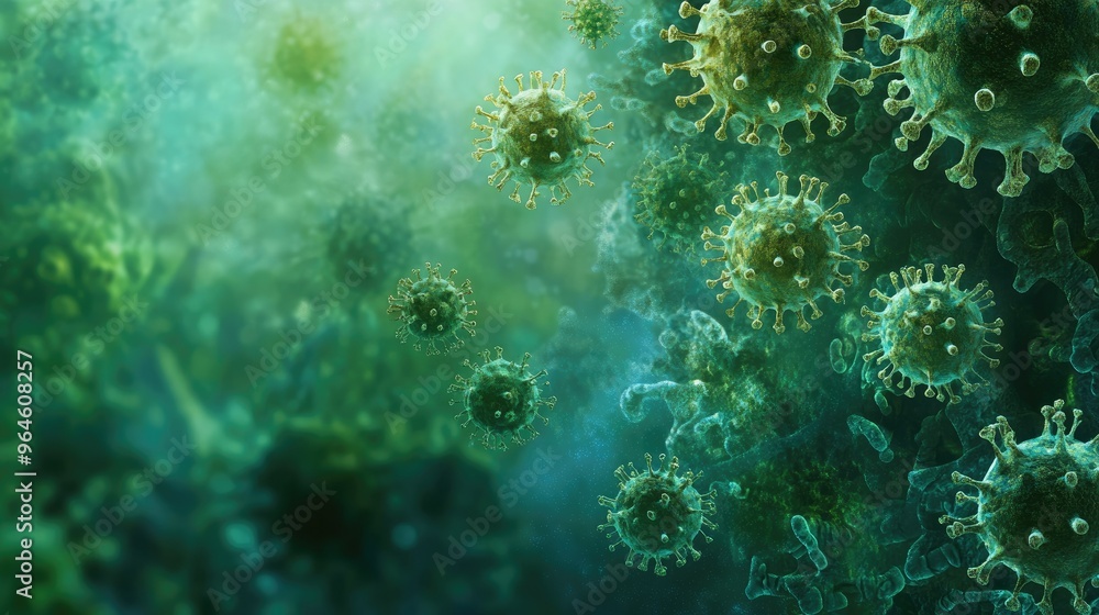 Surface with visible pathogens and ample room for text Surface with visible pathogens and ample room for text