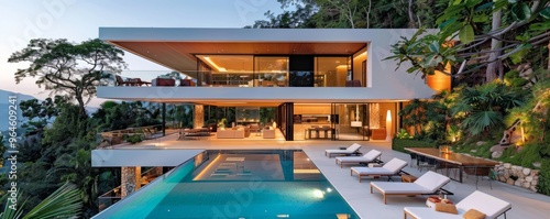 Contemporary home with a rooftop pool.