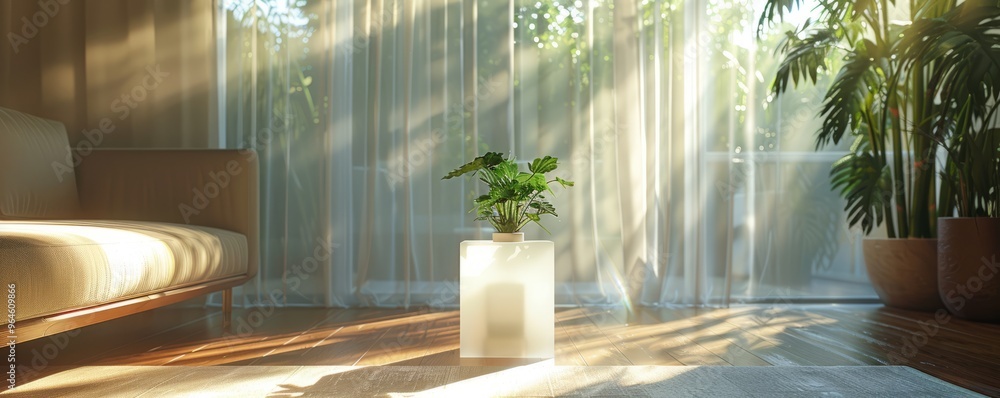 Acrylic pedestal with a clean, modern design, illuminated by natural light. Acrylic pedestal with a clean, modern design, illuminated by natural light.