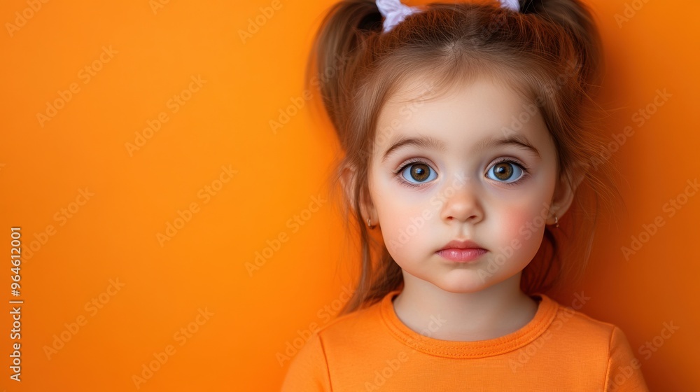 A little girl with a pony tail and big eyes looking at the camera, AI A little girl with a pony tail and big eyes looking at the camera, AI
