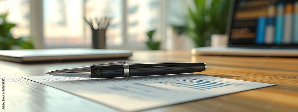 Sleek designer pen with augmented reality features, showing grip comfort, ink types, and engraving options in a professional office setting Sleek designer pen with augmented reality features, showing grip comfort, ink types, and engraving options in a professional office setting