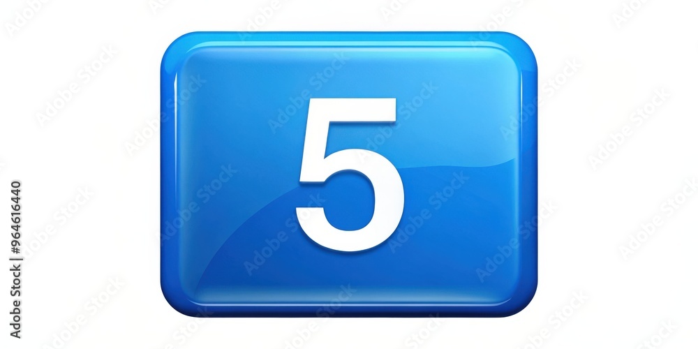 Square blue button with the number 5 Square blue button with the number 5
