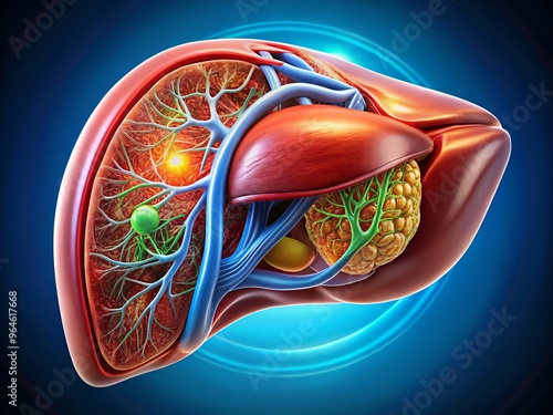 beautiful illustration liver lobule internal