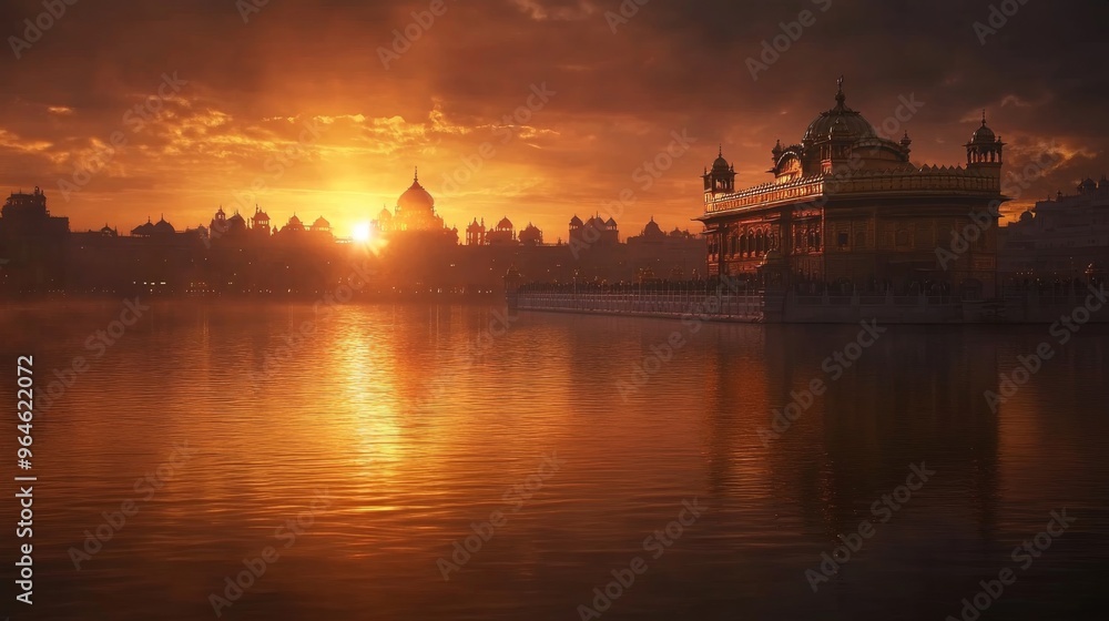 Serene Lake at Sunset with the Sikh Golden Temple
Serene Lake at Sunset with the Sikh Golden Temple
