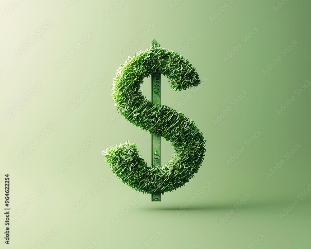 A green dollar symbol stretched upward with a bold arrow, signifying financial growth, Minimalist, Digital Art, 3D A green dollar symbol stretched upward with a bold arrow, signifying financial growth, Minimalist, Digital Art, 3D