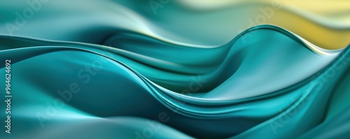 Wallpaper Mural Abstract background with 3D glass shapes, a teal and blue gradient, fluid lines, curved lines, soft edges, low details, smooth curves, and high resolution. Close-up view Torontodigital.ca