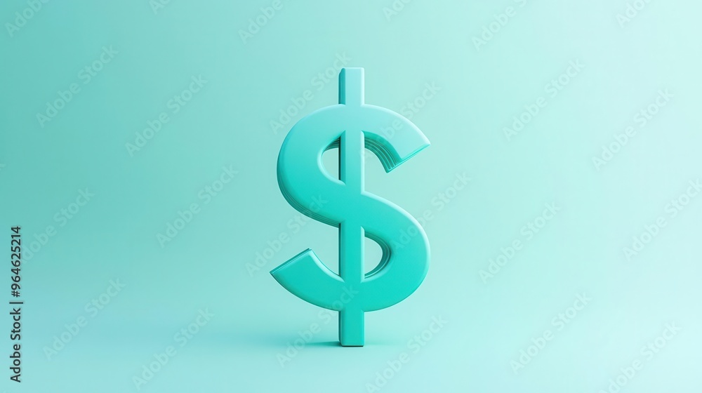 Fototapeta premium A sleek green dollar symbol with a stretched arrow, symbolizing financial growth, Minimalist, Digital Art, 3D Render