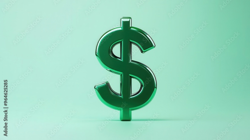 A sleek green dollar symbol with a stretched arrow, symbolizing financial growth, Minimalist, Digital Art, 3D Render A sleek green dollar symbol with a stretched arrow, symbolizing financial growth, Minimalist, Digital Art, 3D Render