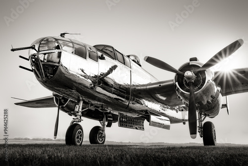 Obraz na płótnie historical bomber plane in black and white w salonie
