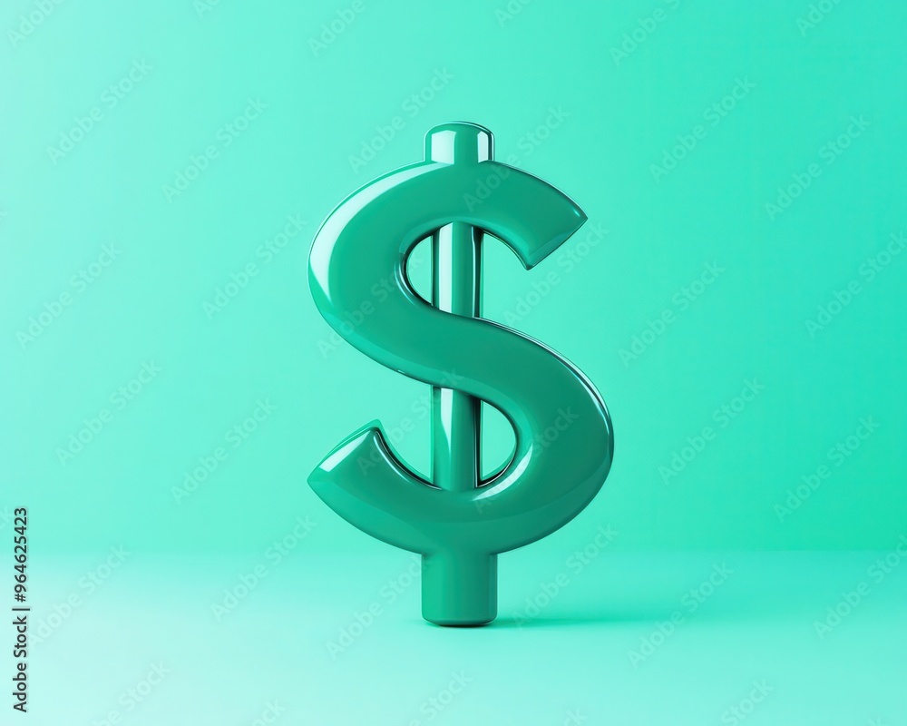 A green dollar symbol stretched upward with a bold arrow, signifying financial growth, Minimalist, Digital Art, 3D A green dollar symbol stretched upward with a bold arrow, signifying financial growth, Minimalist, Digital Art, 3D