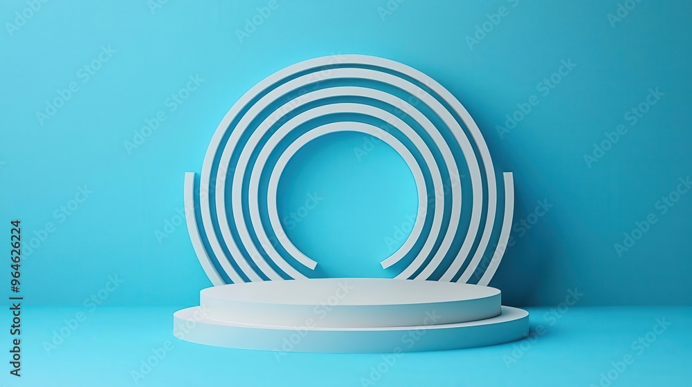 Fototapeta premium Intricate paper layers forming podium and circular platform, clean design, 3D illustration
