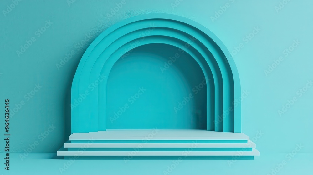 Artistic paper podium with a modular platform, flowing curves, 3D illustration Artistic paper podium with a modular platform, flowing curves, 3D illustration