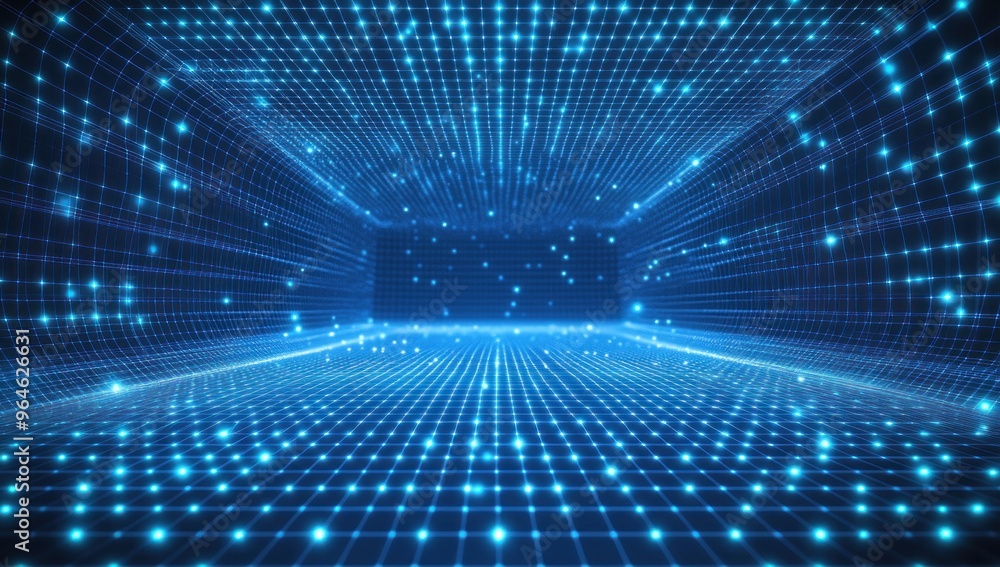 Abstract Digital Space with Glowing Grid Abstract Digital Space with Glowing Grid