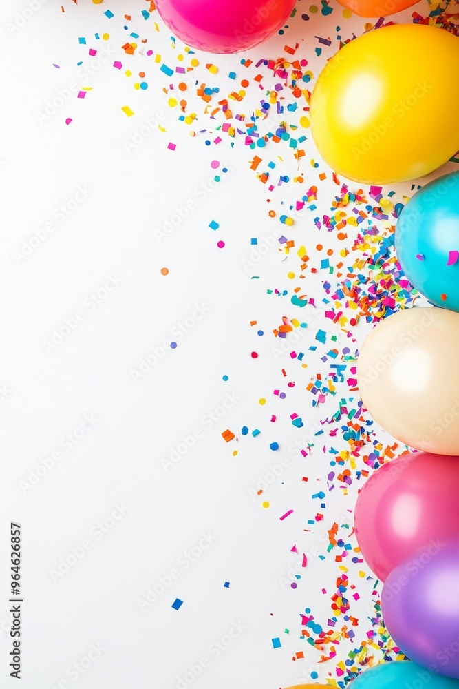 Festive background with gold balloons and scattered golden confetti. Premium background for a festive birthday celebration. Festive background with gold balloons and scattered golden confetti. Premium background for a festive birthday celebration.