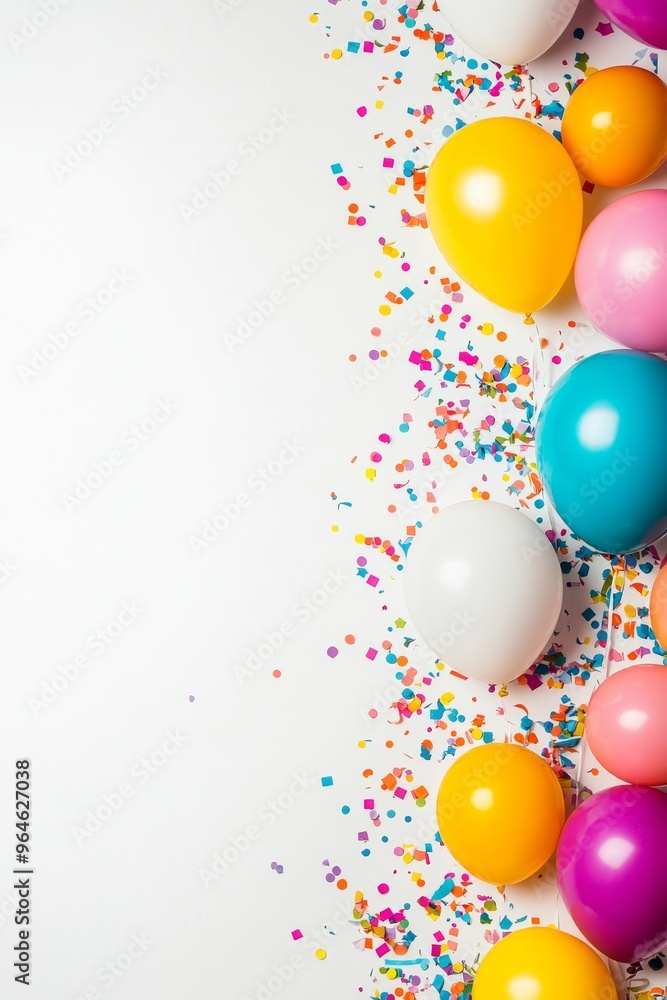 Festive background with gold balloons and scattered golden confetti. Premium background for a festive birthday celebration. Festive background with gold balloons and scattered golden confetti. Premium background for a festive birthday celebration.