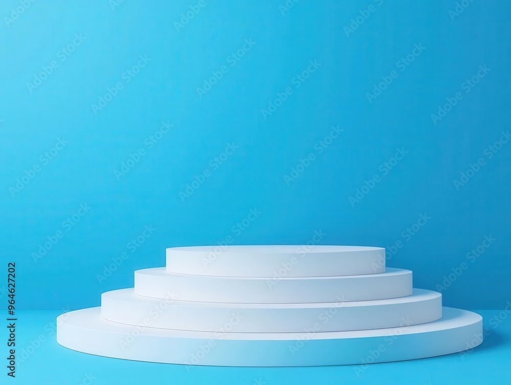 Circular paper platform with detailed podium layers, clean folds, 3D illustration Circular paper platform with detailed podium layers, clean folds, 3D illustration