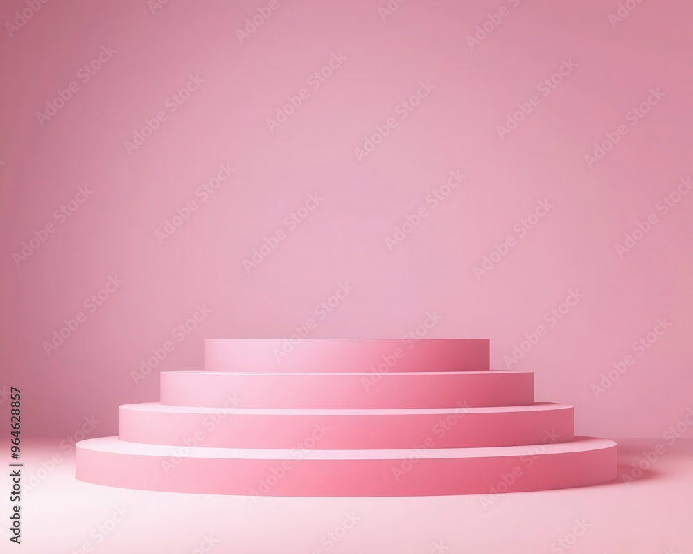 Elegant paper podium on tiered platform, soft gradient light, 3D illustration Elegant paper podium on tiered platform, soft gradient light, 3D illustration
