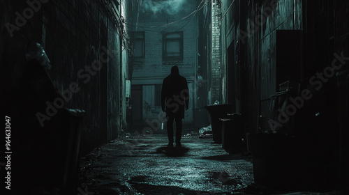 Mysterious Figure in a Dark City Alley