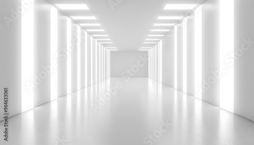 Empty White modern corridor in building interior