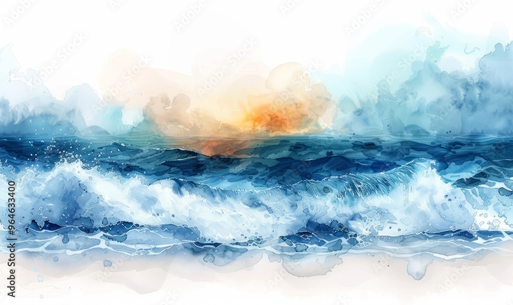 Watercolor abstract seascape on white. Watercolor abstract seascape on white.