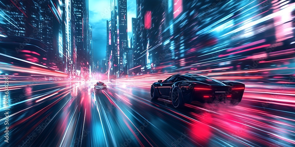A car speeds through a vibrant city at night neon , with blurred lights creating streaks of color.
A car speeds through a vibrant city at night neon , with blurred lights creating streaks of color.