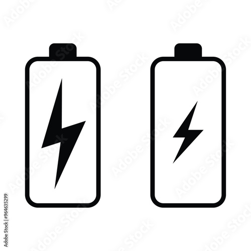 Battery icon. battery charging icon on white background. Simple outline style. Phone battery, mobile, charger, Thin line symbol. Vector.