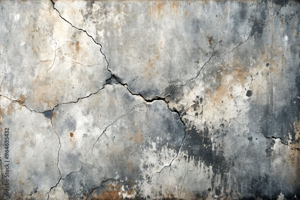 Obraz premium Cracked concrete texture with fractures and weathered surface