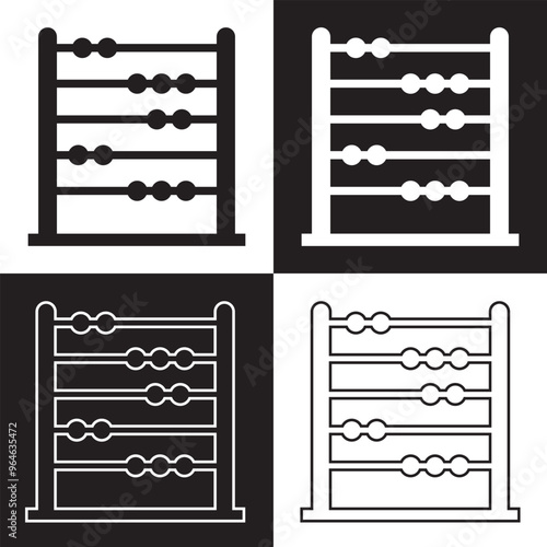 Silhouette black abacus mathematic count icon. Isolated on black and white background. Vector Illustration. EPS 10
