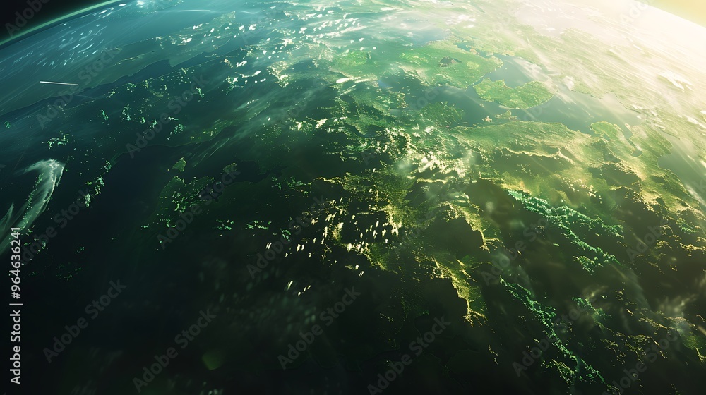 Fototapeta premium Glass globe in green grass background