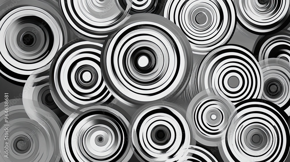 Minimalist Hypnotic Concentric Circles Pattern in Monochrome Hues Minimalist Hypnotic Concentric Circles Pattern in Monochrome Hues