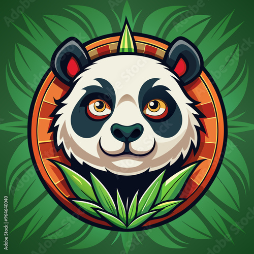 panda with green leaf Mascot for Brand Identity logo